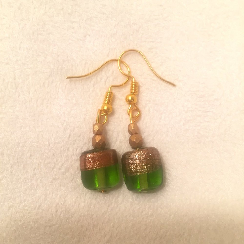 Hand-blown glass earrings with Czech crystals